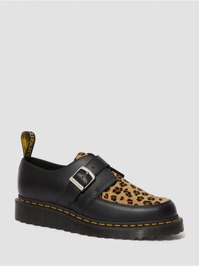 Dr. Martens Ramsey Leopard Print Monk Shoe in Black & Leopard